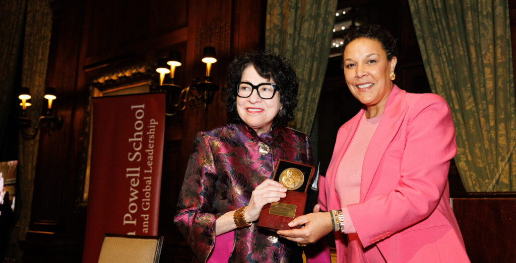 Linda Powell presents Supreme Court Justice Sonia Sotomayor with the 2025 Colin L. Powell Distinguished Leadership Award