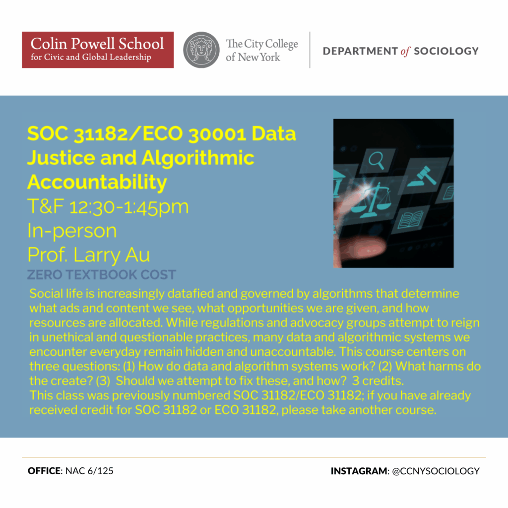 SOC 31182/ECO 30001 Data Justice and Algorithmic Accountability