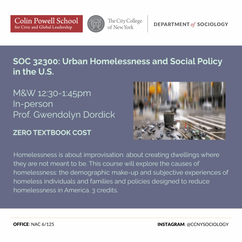 SOC 32300: Urban Homelessness and Social Policy in the U.S.