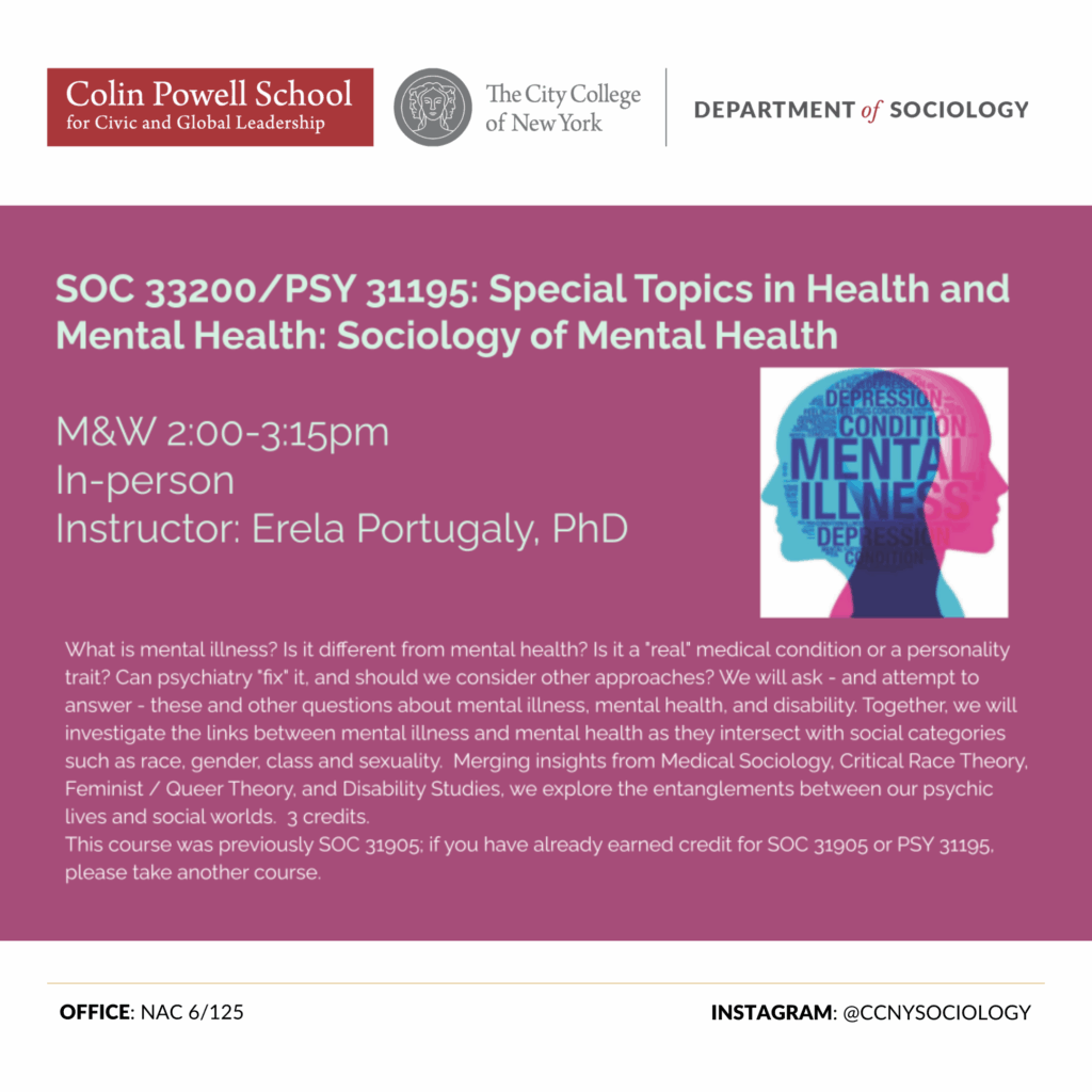 SOC 33200/PSY 31195: Special Topics in Health and Mental Health: Sociology of Mental Health