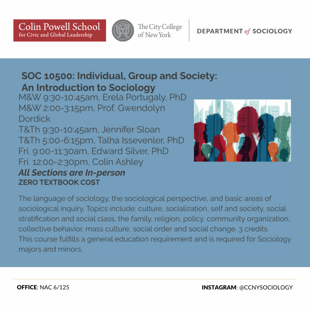 SOC 10500: Individual, Group and Society: An Introduction to Sociology