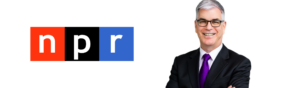 Headshot of Dean Marc Ostfield with NPR logo