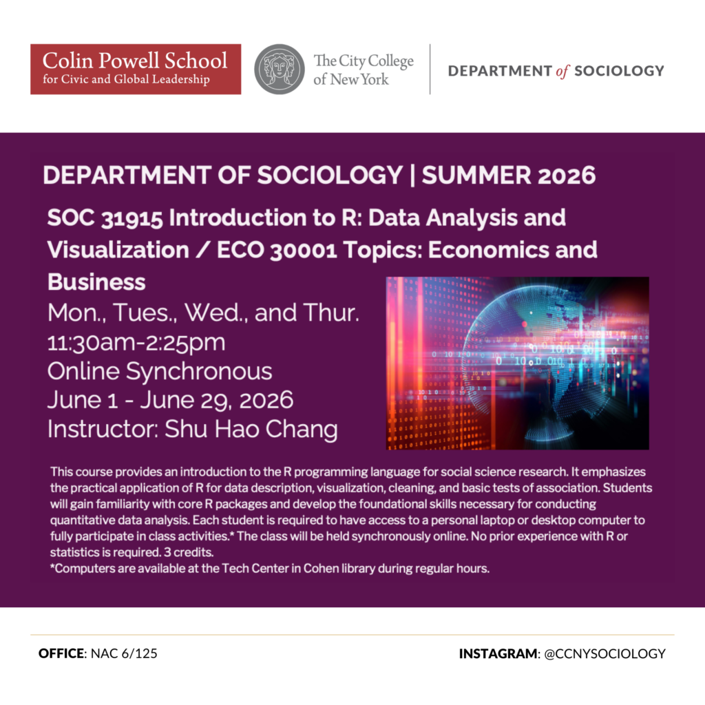 Introduction to R: Data Analysis and Visualization / ECO 30001 Topics: Economics and Business Course Details