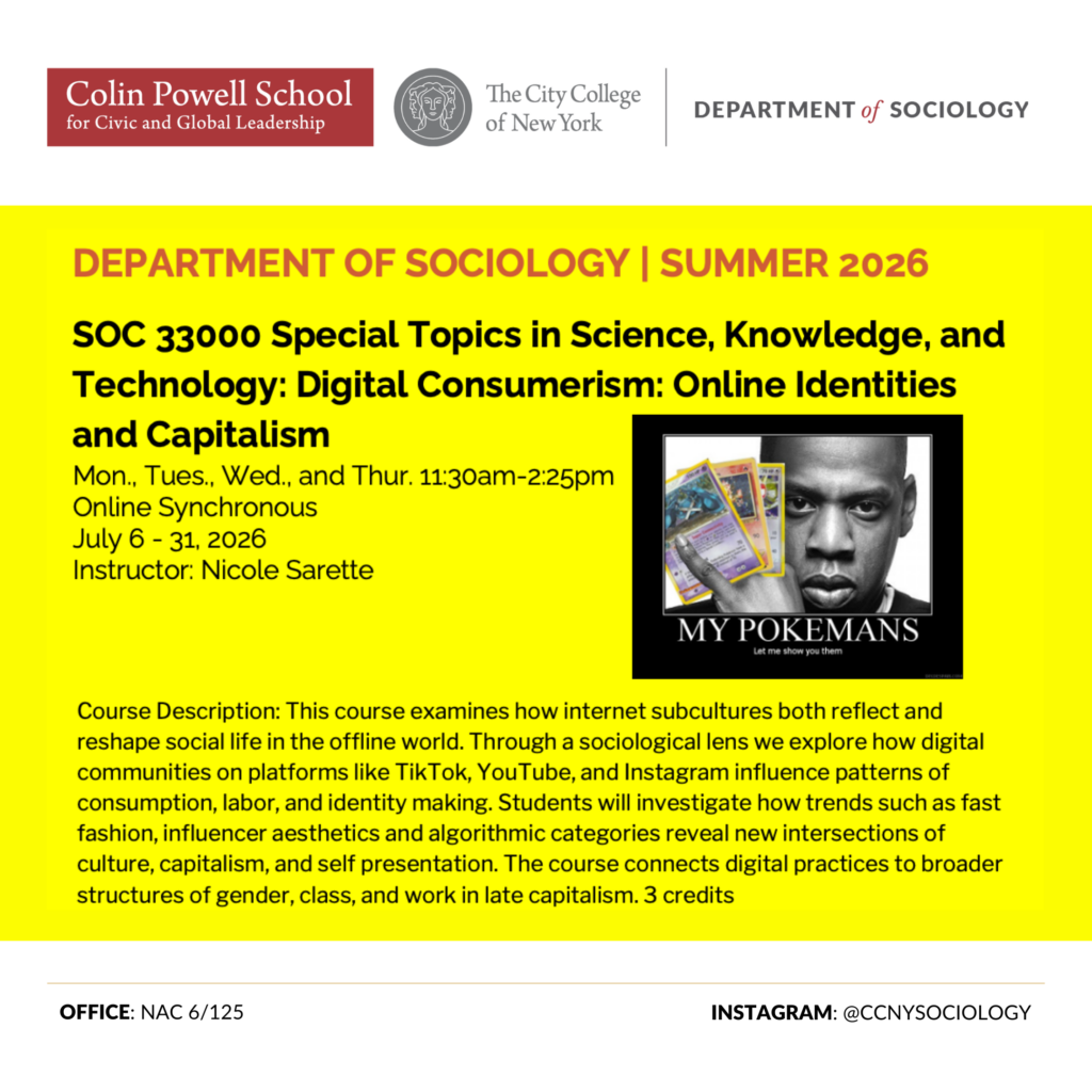 Special Topics in Science, Knowledge, and Technology: Digital Consumerism: Online Identities and Capitalism Course Details