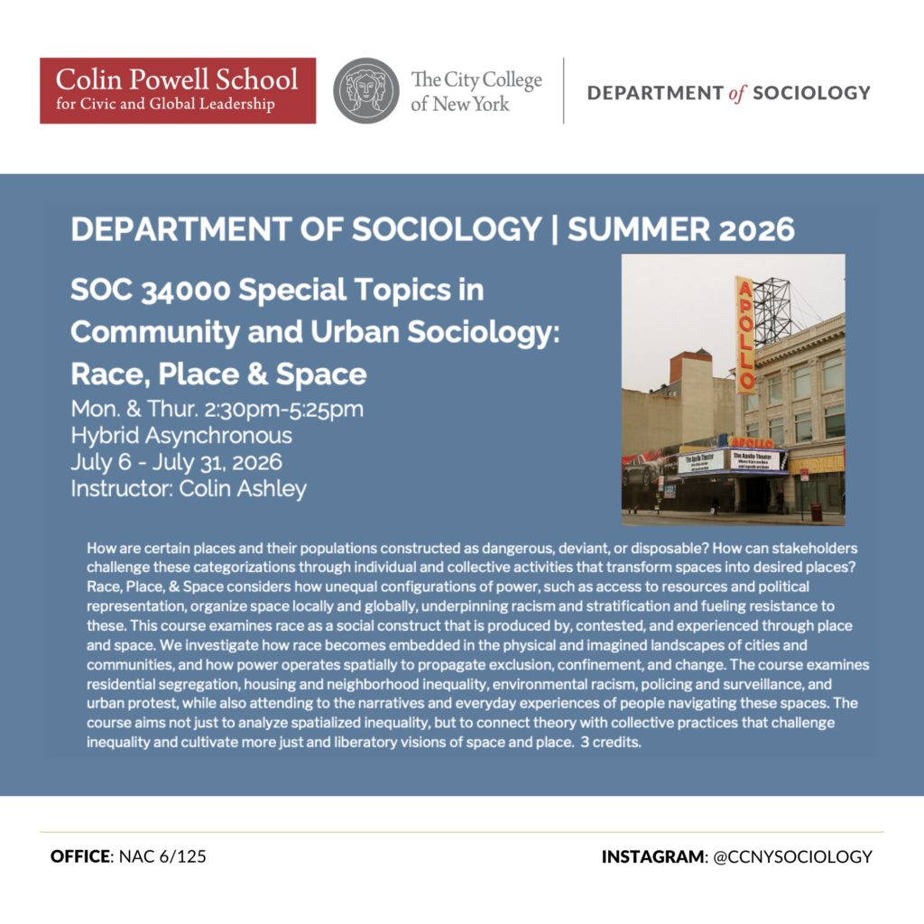 Special Topics in Community and Urban Sociology: Race, Place & Space Course Details