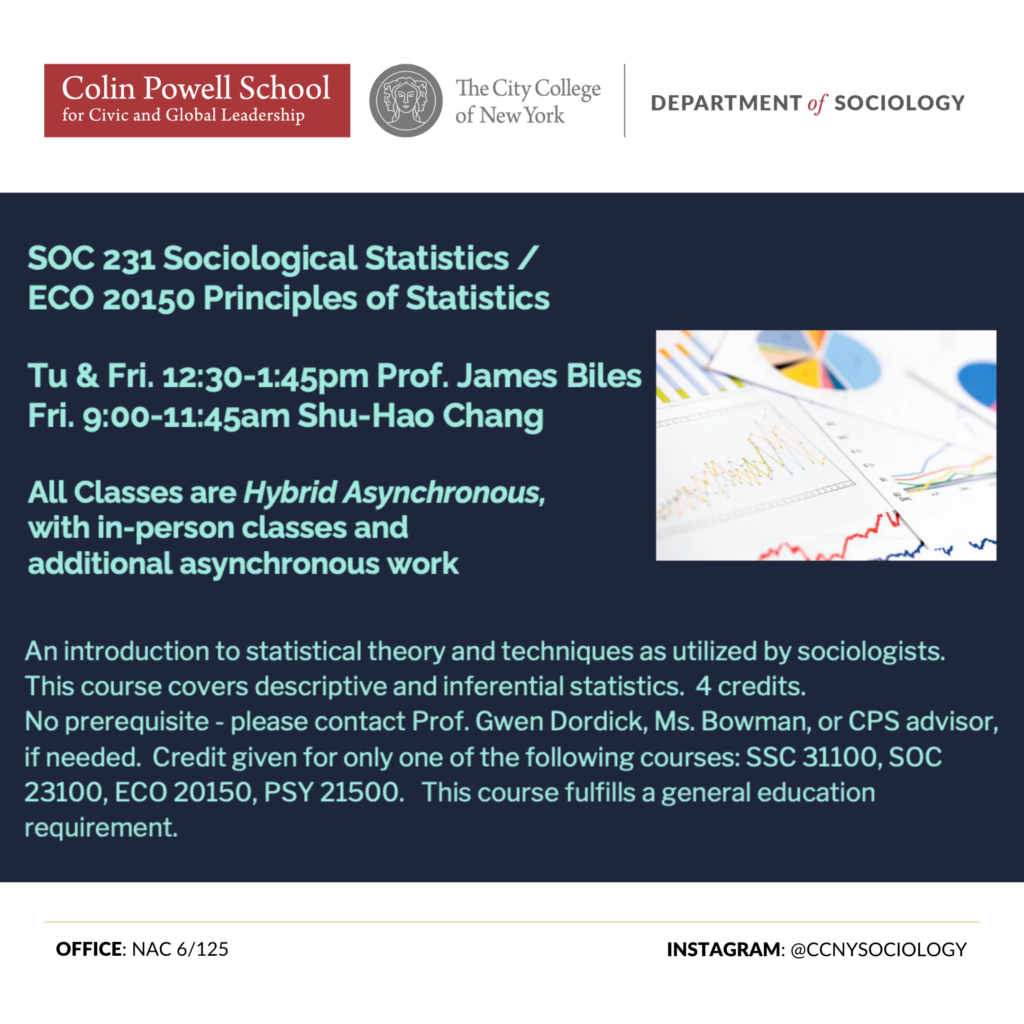SOC 231 Sociological Statistics / ECO 20150 Principles of Statistics