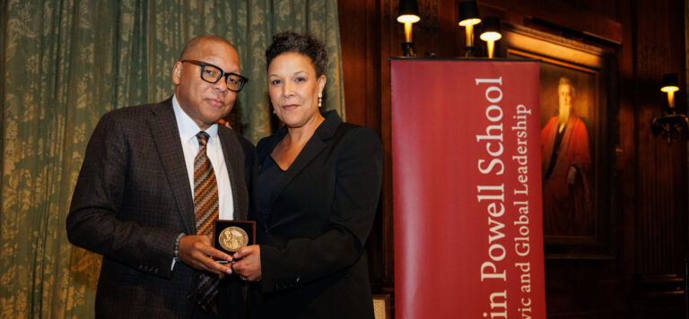 Linda Powell and Wynton Marsalis at the 2026 Colin L. Powell Leadership Award ceremony