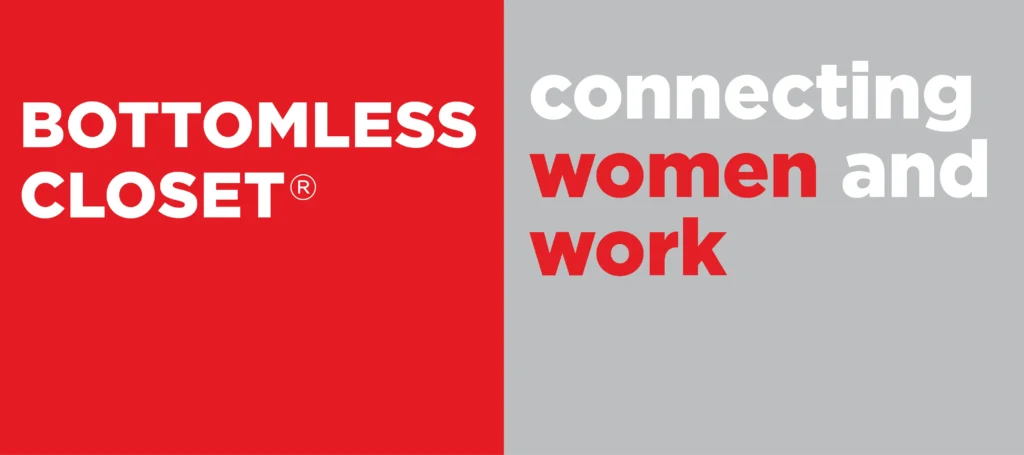 Bottomless closet logo and the phrase Connecting women and work