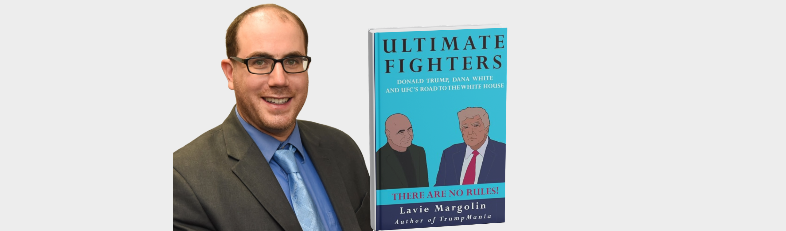 Lavie Margolin next to the cover of his new book Ultimate Fighter